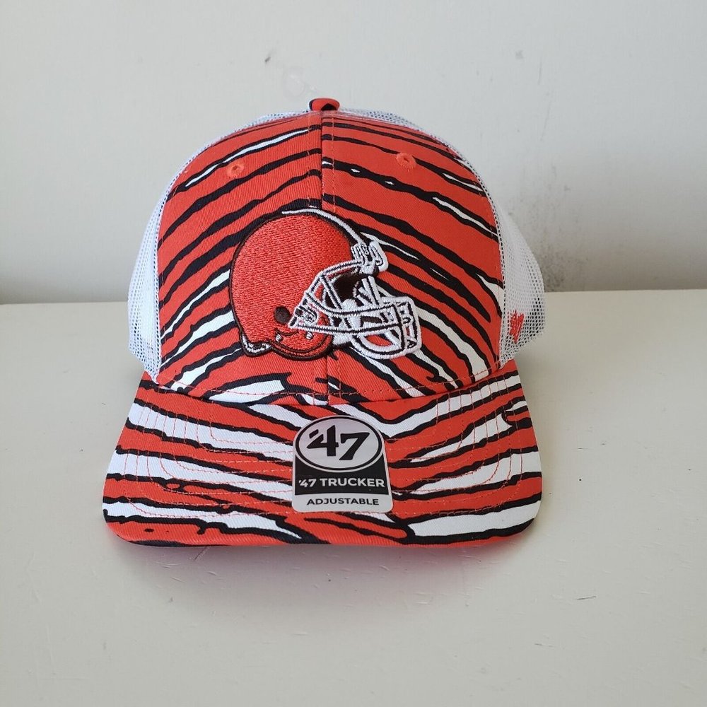 Cleveland Browns Hat Cap Strap Back Orange 47 Brand NFL Zubaz Trucker Mesh Mens